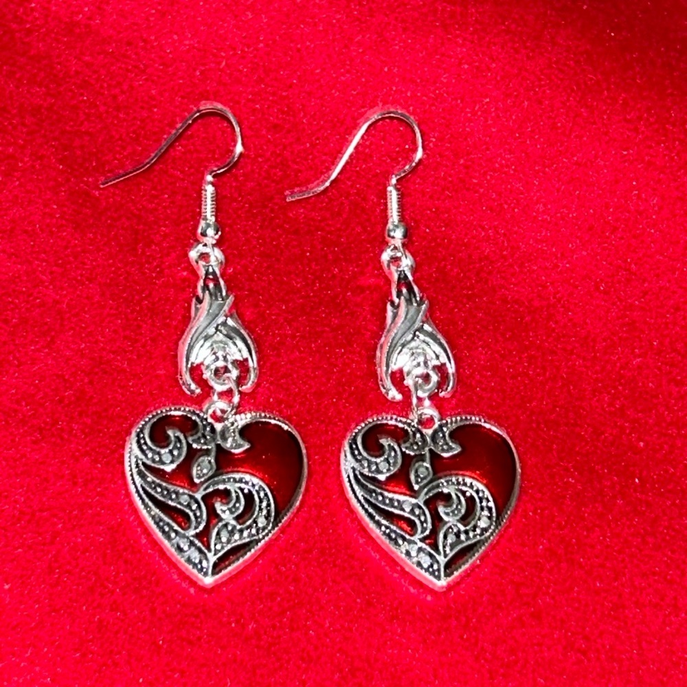 Bat with Heart Dangle Y2K earrings